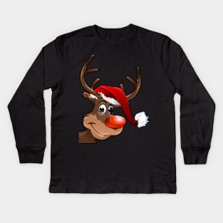 Santa Claus Reindeer Kids Long Sleeve T-Shirt